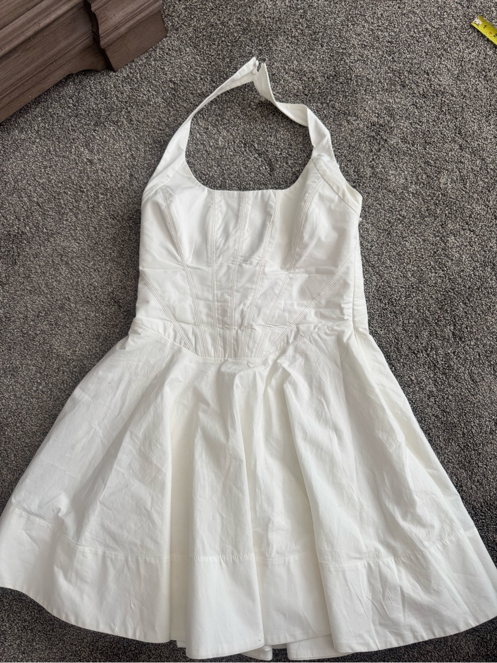 House of CB Sasha cloud dancer-  White Halter Fit-and-Flare Dress Size Medium